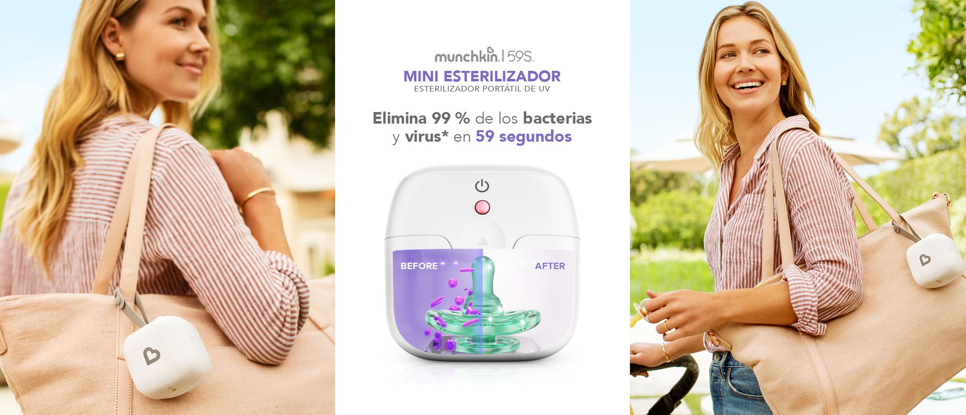 Munchkin 59S | Esterilizador mini para los Juguetes | Sanitizador UV Portátil | Elimina hasta un 99%de los bacterias y virus en 59 segundos 